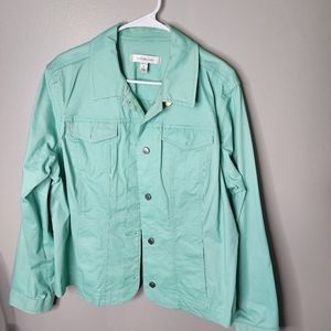 Stretchy teal 'denim' style jacket